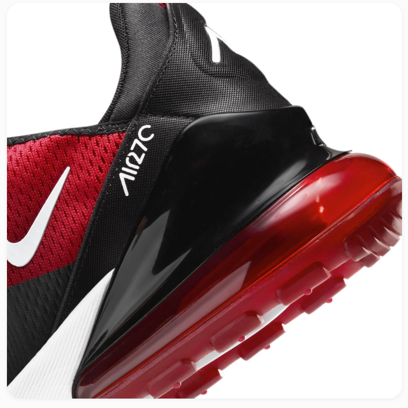 Nike Air Max 270 Red and Black Sneakers with White Swoosh