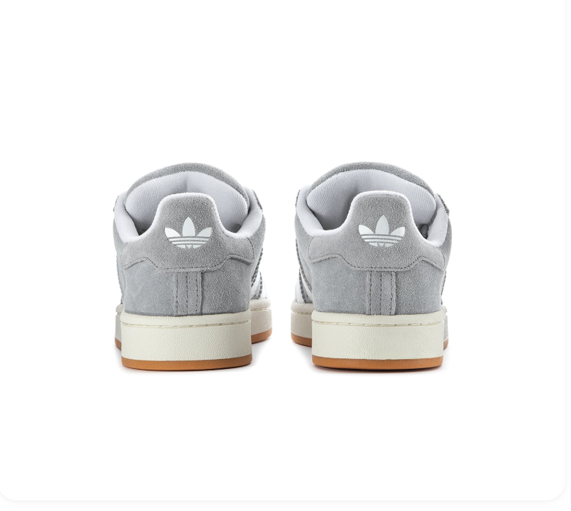 Adidas Campus Grey and White Sneakers with Cream Midsole and Gum Outsole