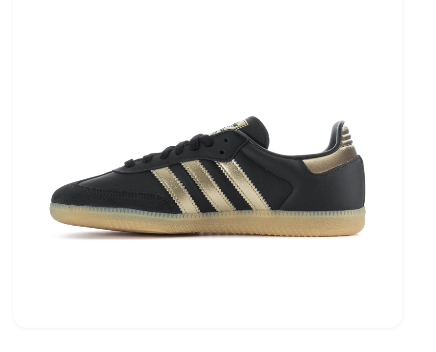 Adidas Samba Black and Metallic Gold Sneakers with Gum Outsole