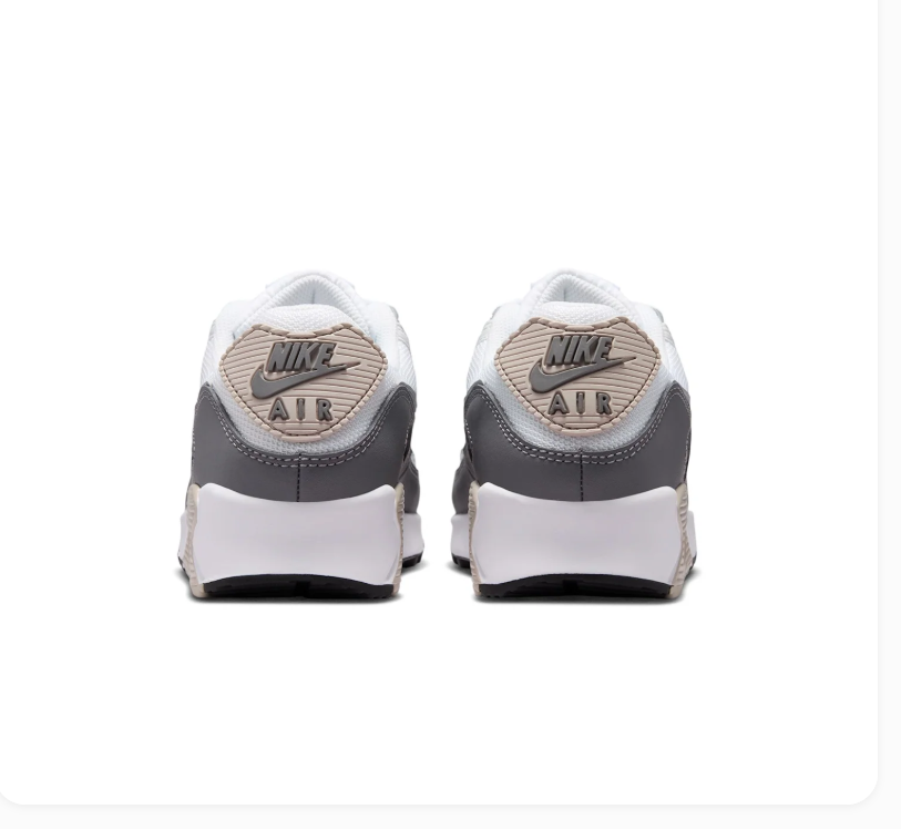 Nike Air Max 90 White and Grey Sneakers with Beige Accents