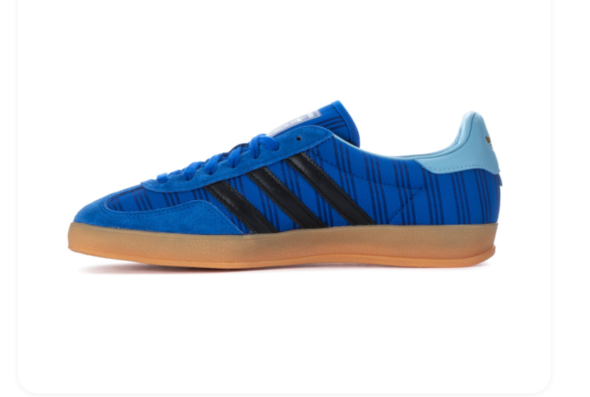 Adidas Gazelle Blue and Black Sneakers with Light Blue Heel and Gum Sole