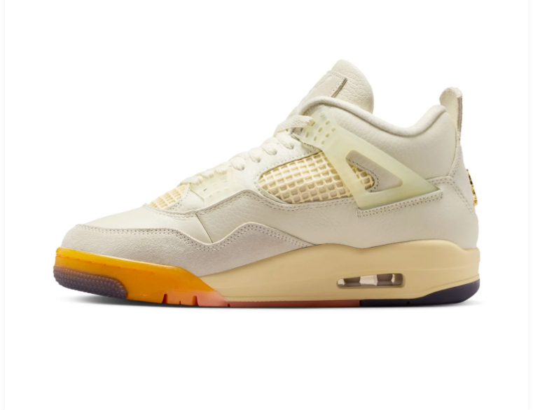 Air Jordan 4 Cream Sneakers with Peach and Orange Accents