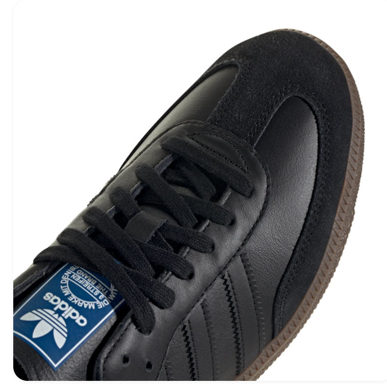 Adidas Samba Black Sneakers with Tonal Stripes and Dark Brown Outsole