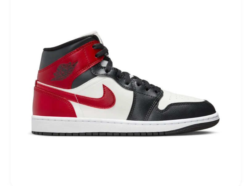 Air Jordan 1 Mid Black, White and Red Sneakers