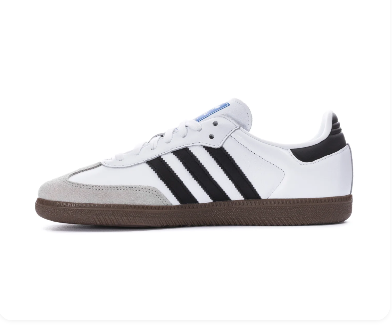 Adidas Samba White and Black Sneakers with Grey Toe and Brown Outsole