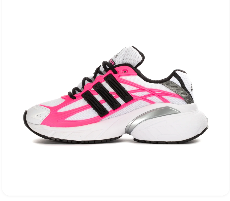 Adidas Adistar White and Pink Chunky Sneakers with Black Stripes