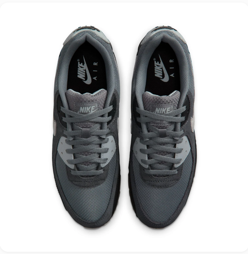 Nike Air Max 90 Charcoal and Black Sneakers with Grey Accents