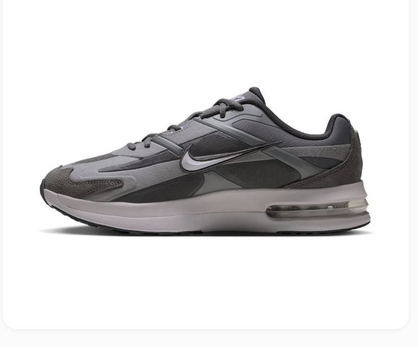 Nike Air Max Grey and Charcoal Sneakers with Silver Swoosh