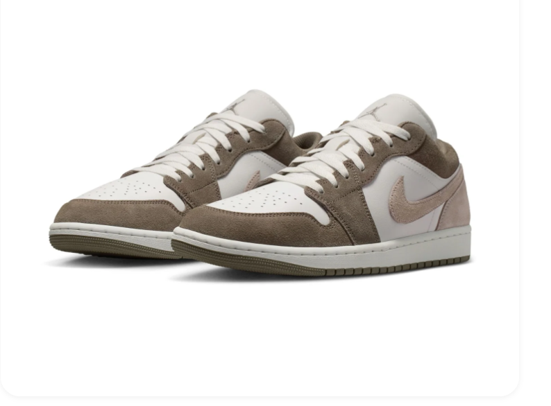 Air Jordan 1 Low Taupe and White Sneakers