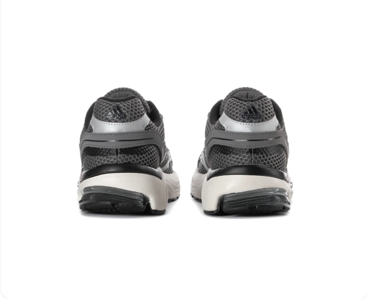 Adidas Grey Mesh Sneakers with Metallic Silver Accents