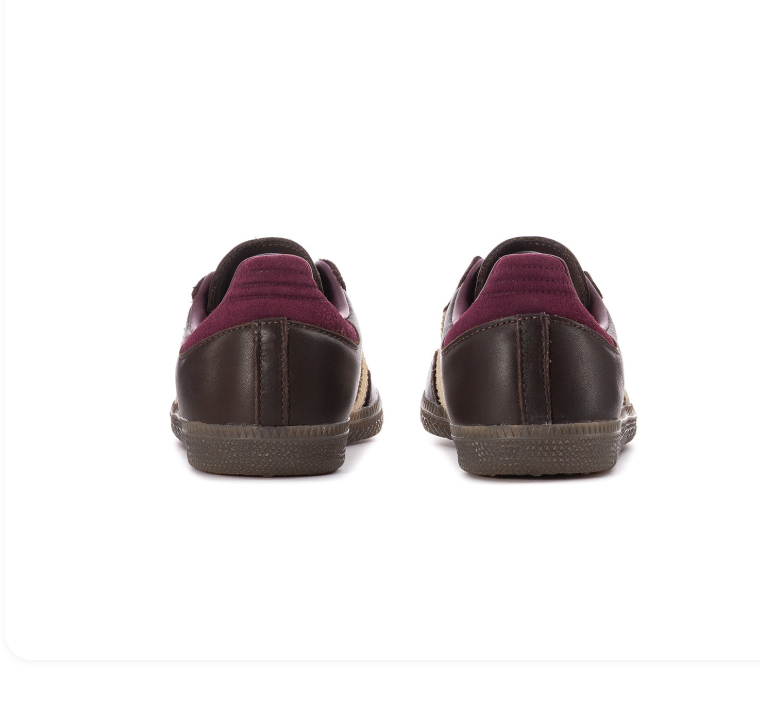 Adidas Samba Dark Brown and Cream Sneakers with Burgundy Accents