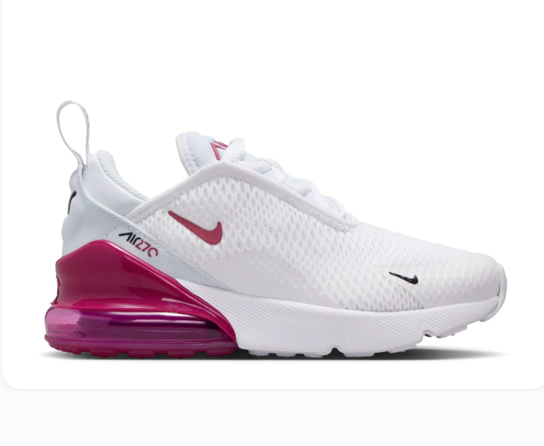 Nike Air Max 270 White Sneakers with Magenta Accents