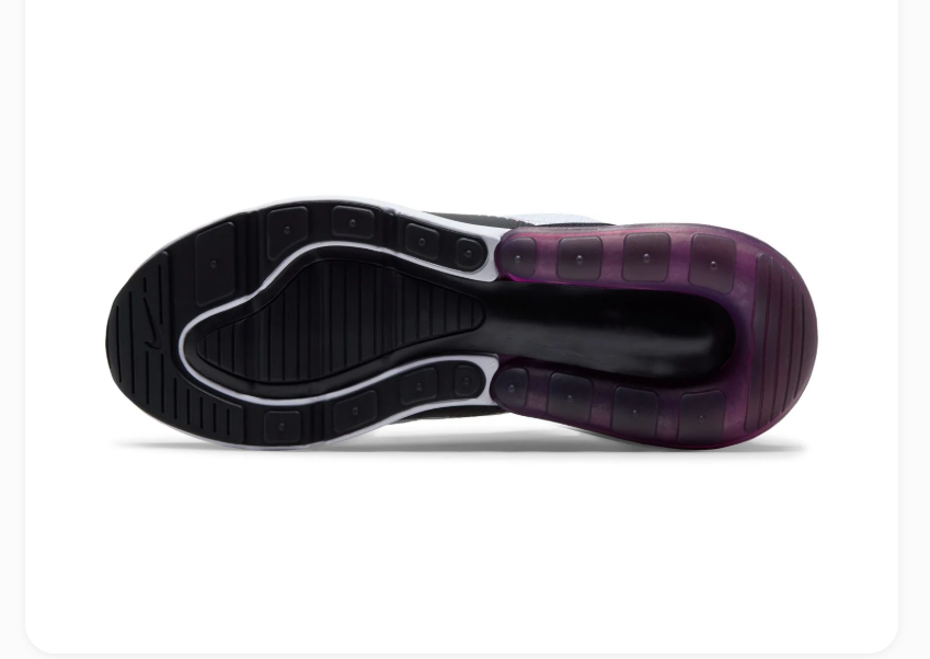 Nike Air Max 270 White and Black Sneakers with Purple Heel