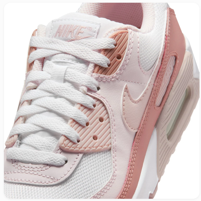 Nike Air Max 90 White Sneakers with Dusty Rose Accents