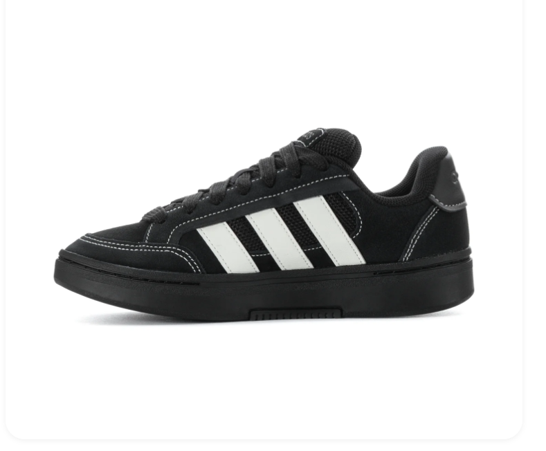 Adidas Black and White Low-Top Sneakers with Black Sole