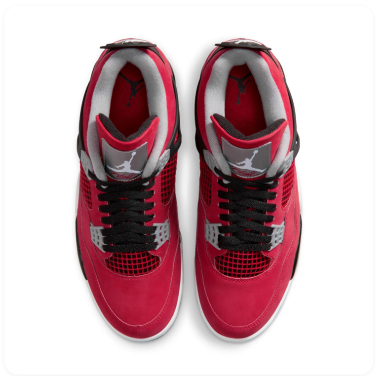 Air Jordan 4 Red and Black Sneakers with Grey Accents