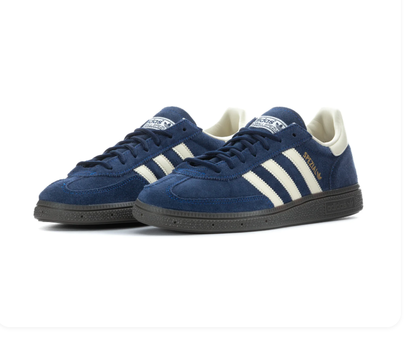 Adidas Handball Spezial Navy and Cream Sneakers with Dark Grey Sole
