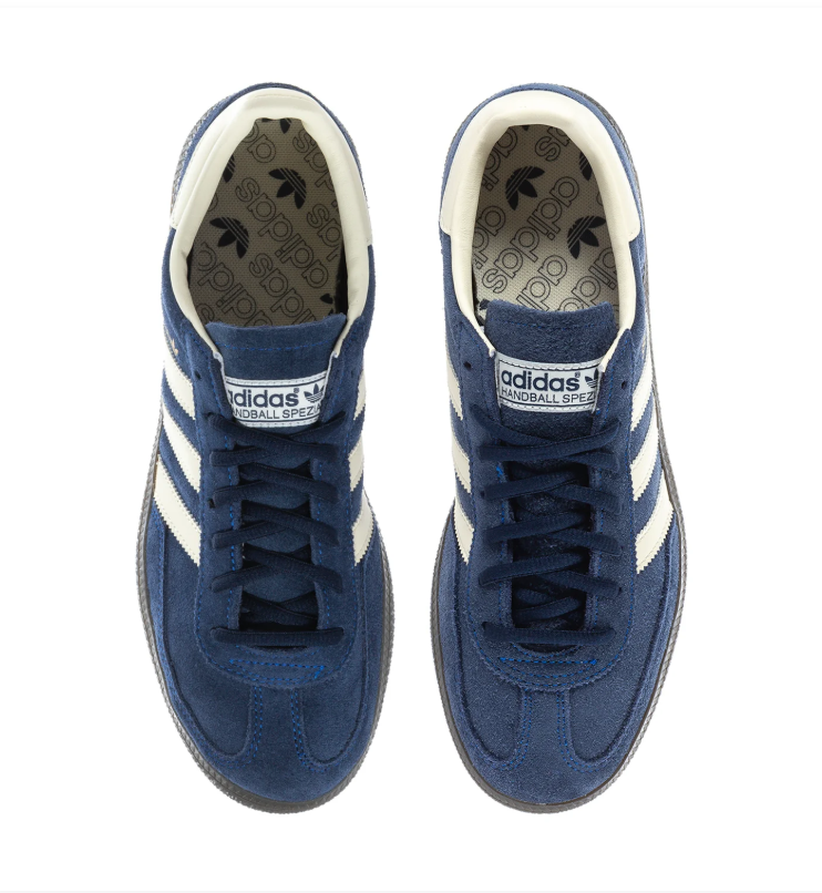 Adidas Handball Spezial Navy and Cream Sneakers with Dark Grey Sole