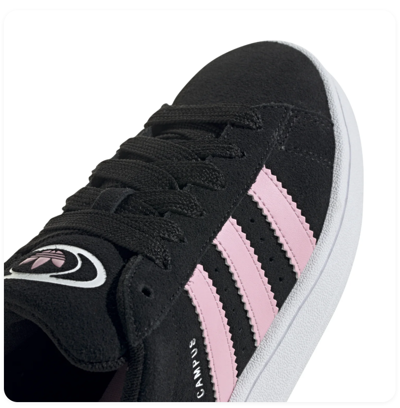 Adidas Campus Black and Pink Sneakers with White Sole