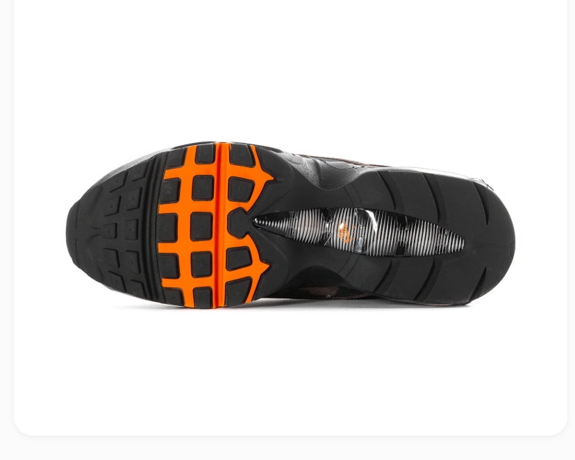 Nike Air Max Black and Brown Camo Sneakers with Orange Accents