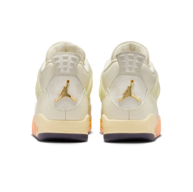 Air Jordan 4 Cream Sneakers with Peach and Orange Accents