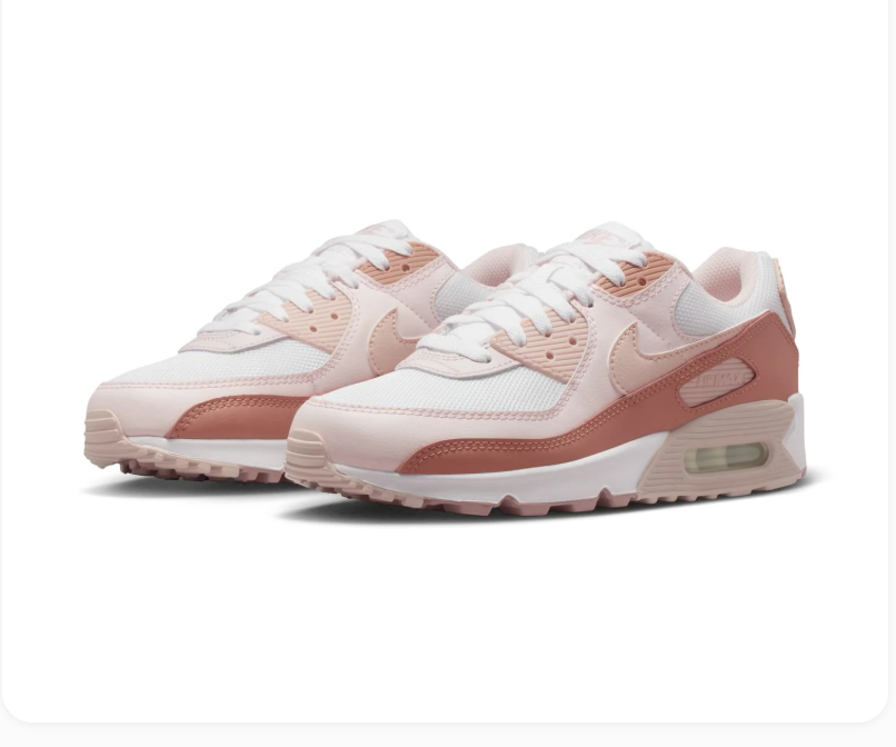 Nike Air Max 90 White Sneakers with Dusty Rose Accents