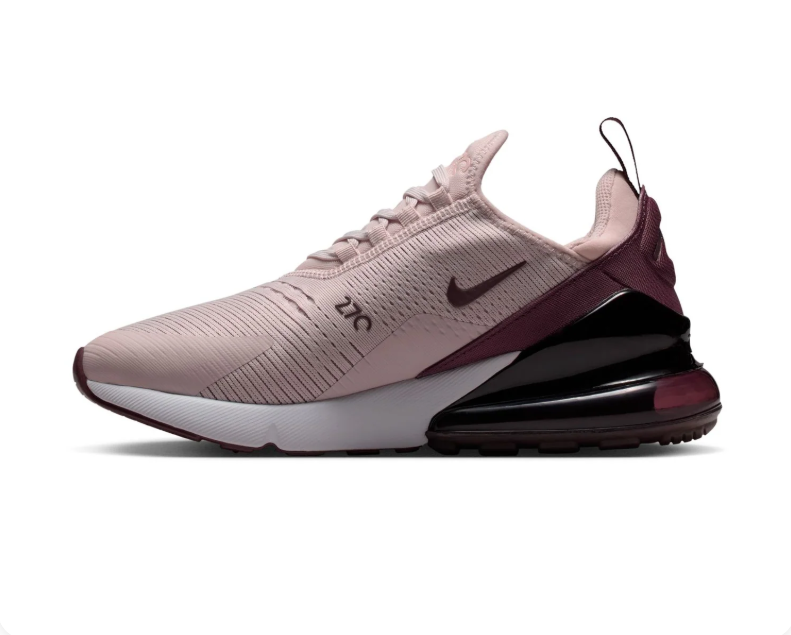 Nike Air Max 270 Blush Pink and Burgundy Sneakers