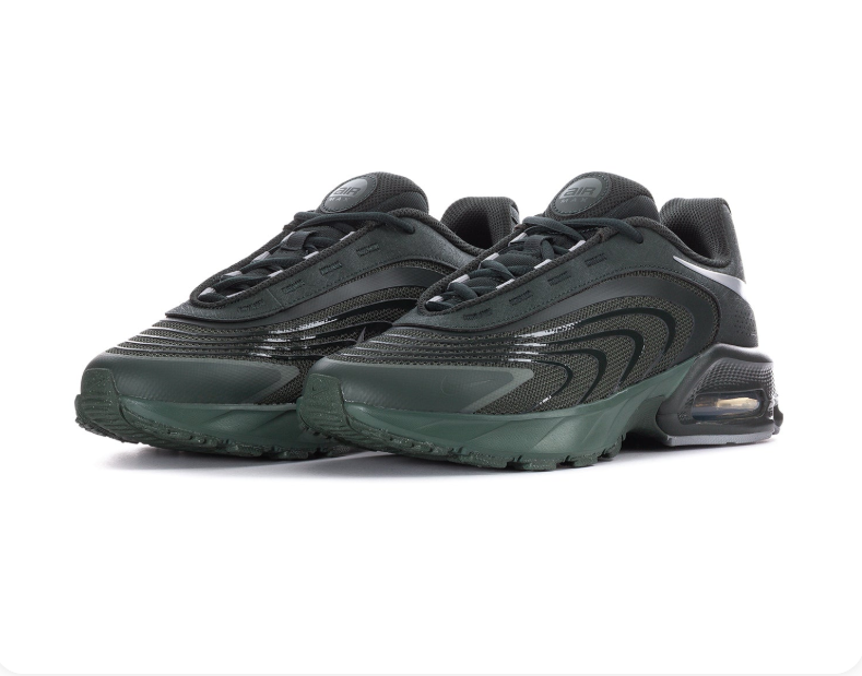 Nike Air Max Dark Green and Black Sneakers with Silver Swoosh