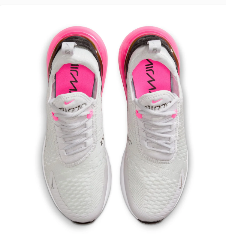 Nike Air Max 270 White Sneakers with Hot Pink Heel