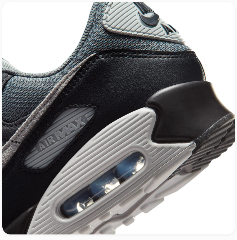 Nike Air Max 90 Charcoal and Black Sneakers with Grey Accents
