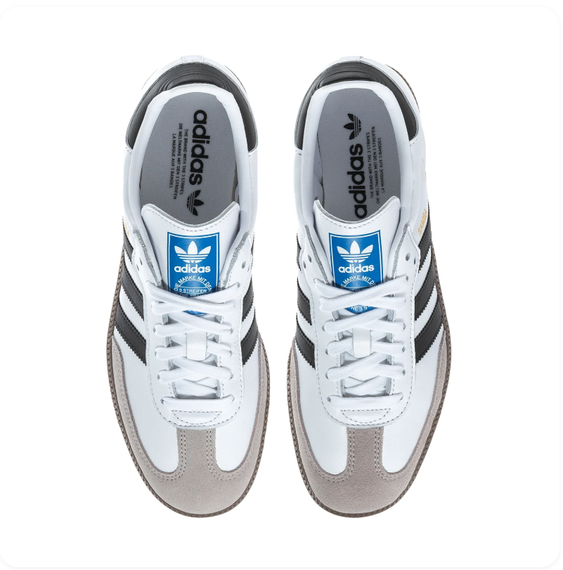 Adidas Samba White and Black Sneakers with Grey Toe and Dark Brown Outsole