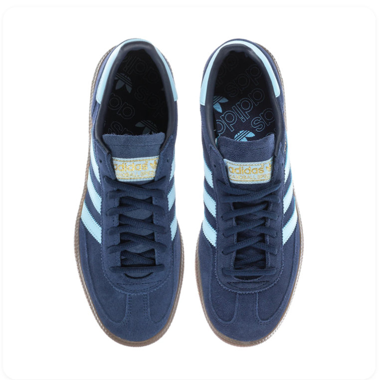 Adidas Handball Spezial Navy and Light Blue Sneakers with Brown Sole