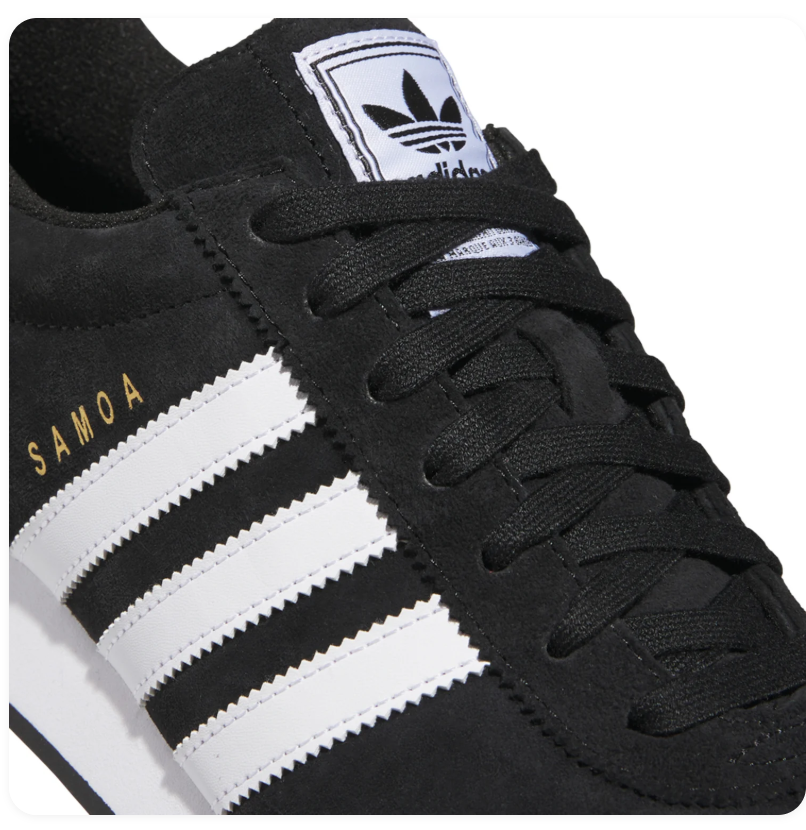 Adidas Samoa Black and White Sneakers with Textured Toe Bumper