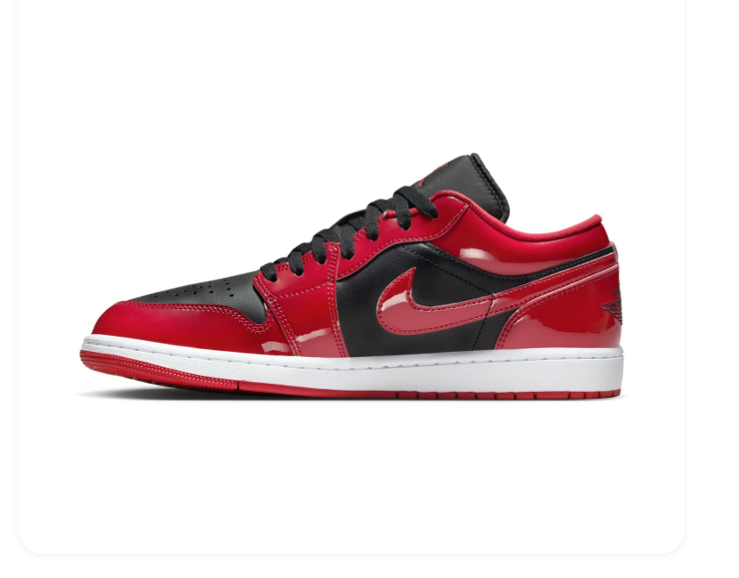 Air Jordan 1 Low Black and Glossy Red Sneakers