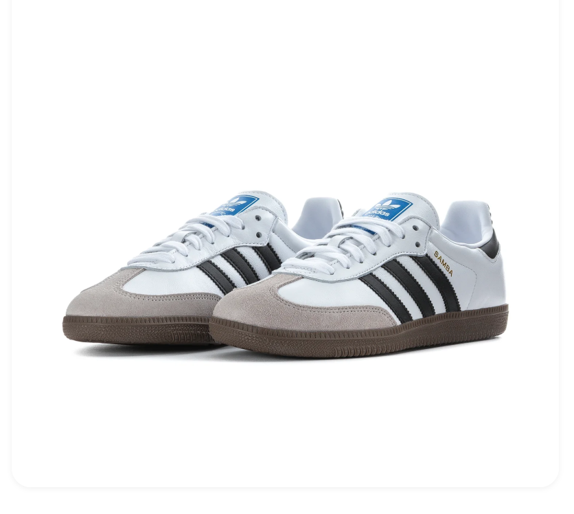 Adidas Samba White and Black Sneakers with Grey Toe and Dark Brown Outsole