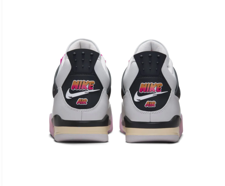 Air Jordan 4 White and Pink Sneakers with Sunset Gradient Accents