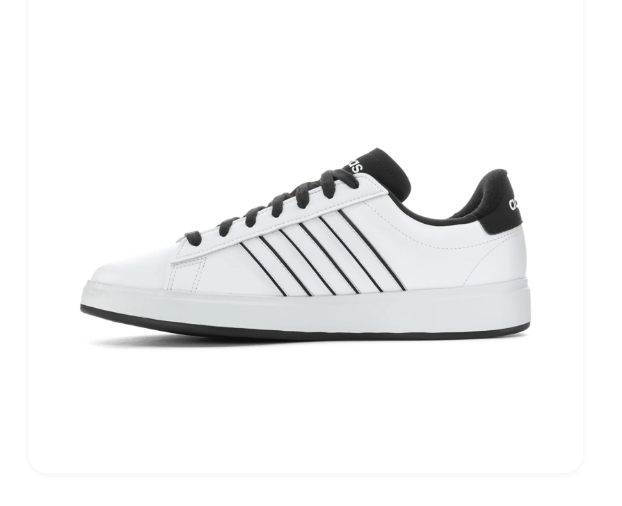 Adidas White and Black Low-Top Sneakers with Outlined Stripes