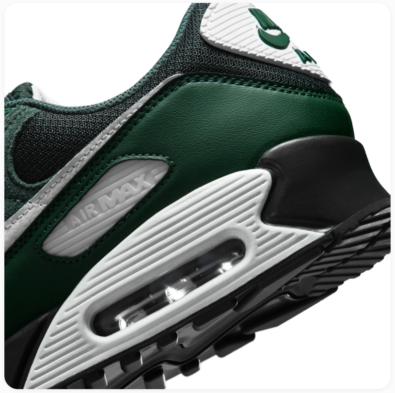 Nike Air Max 90 Forest Green and Black Sneakers with White Swoosh