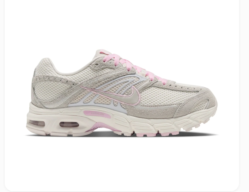 Nike Air Max Cream and Light Grey Sneakers with Pink Accents