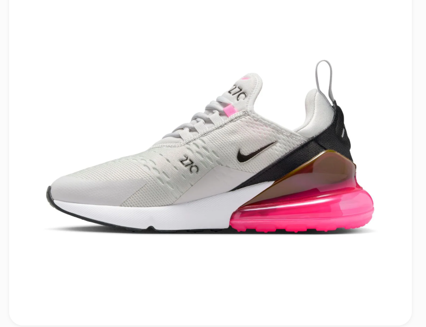Nike Air Max 270 White Sneakers with Hot Pink Heel