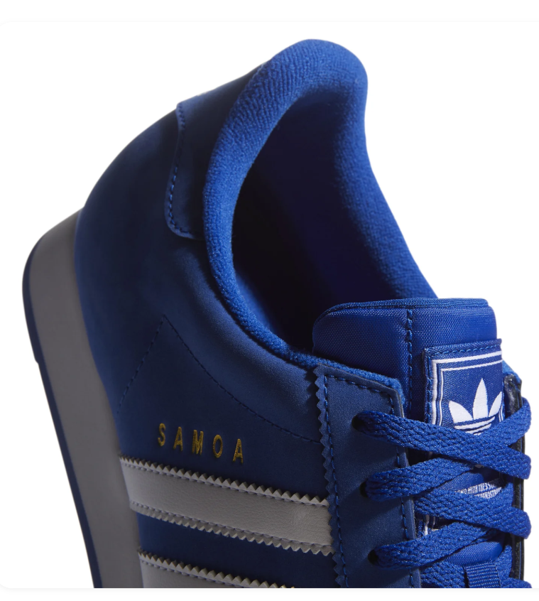 Adidas Samoa Royal Blue and White Sneakers with Textured Toe Bumper