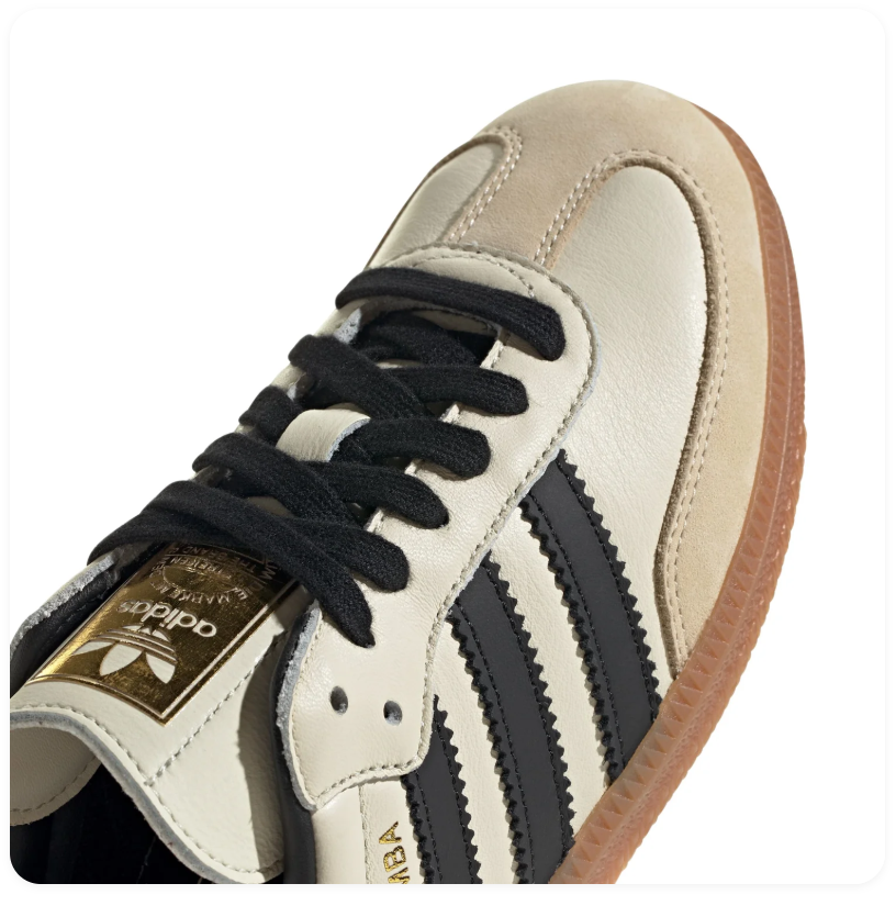 Adidas Samba Cream and Black Sneakers with Gum Outsole