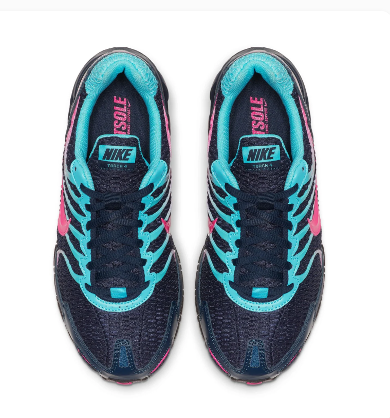 Nike Air Max Torch 4 Navy Sneakers with Turquoise and Pink Accents