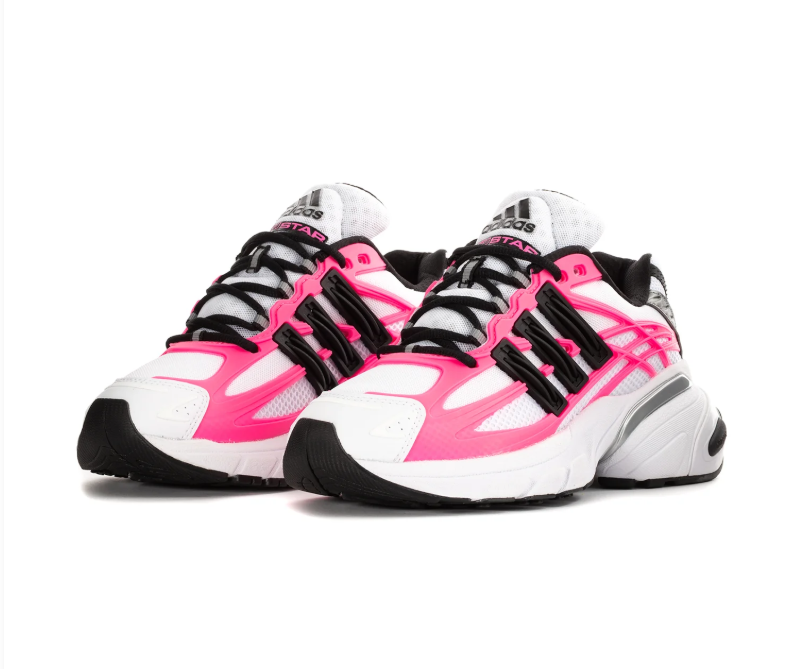 Adidas Adistar White and Pink Chunky Sneakers with Black Stripes