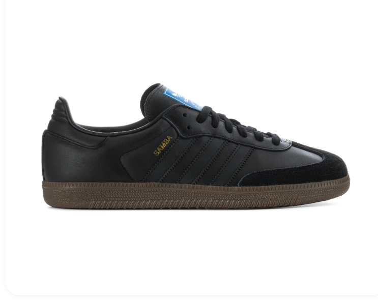 Adidas Samba Black Sneakers with Tonal Stripes and Dark Brown Outsole