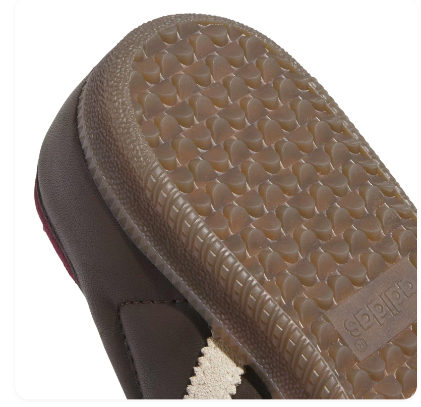 Adidas Samba Dark Brown and Cream Sneakers with Burgundy Accents