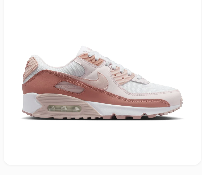 Nike Air Max 90 White Sneakers with Dusty Rose Accents