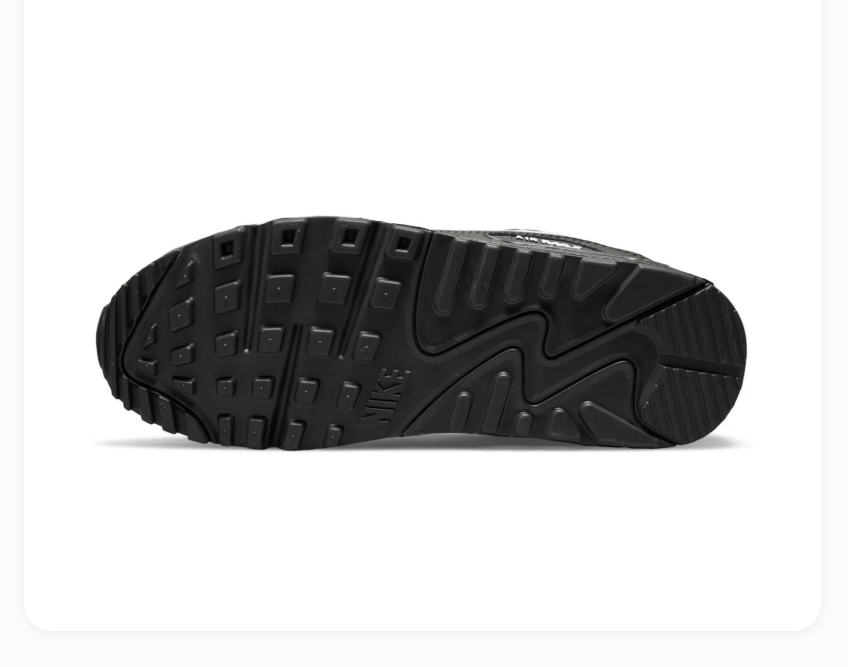 Nike Air Max 90 Black Sneakers with White Swoosh and Midsole