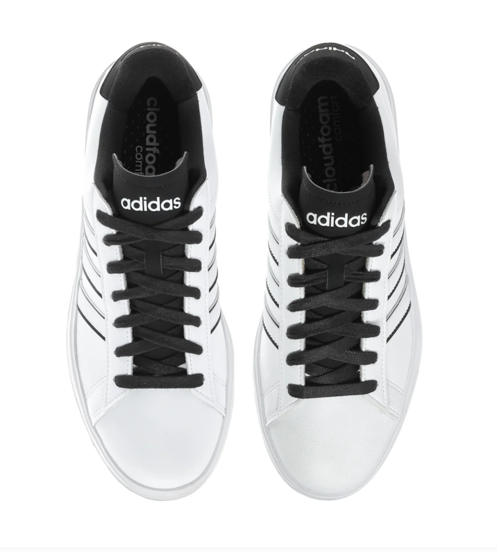 Adidas White and Black Low-Top Sneakers with Outlined Stripes