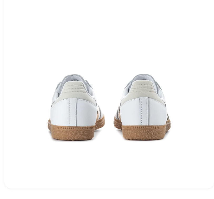 Adidas Samba White and Metallic Gold Sneakers with Gum Outsole
